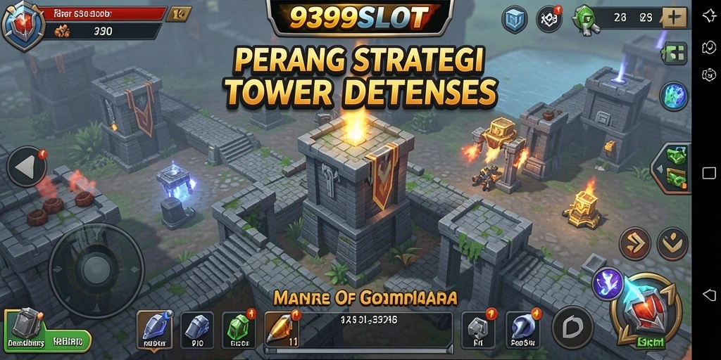 Tampilan gameplay 9399SLOT dengan strategi Tower Defense yang menarik.