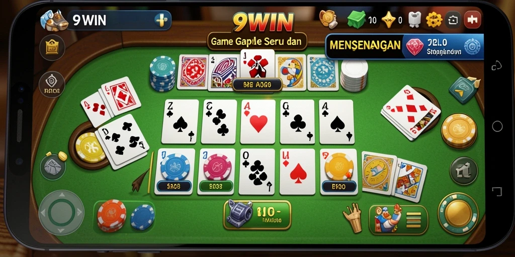 Tampilan gameplay Gaple 9WIN yang mengasyikkan.