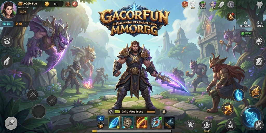 Gameplay GACORFUN menampilkan petualangan seru dalam dunia MMORPG.