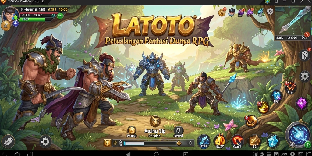Screenshot utama menunjukkan aksi pertarungan seru di dunia LATOTO.