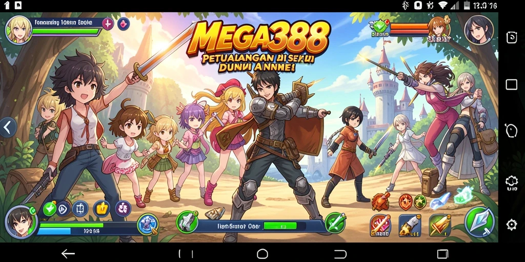 Tangkapan layar MEGA388 menampilkan aksi seru dalam permainan Anime.