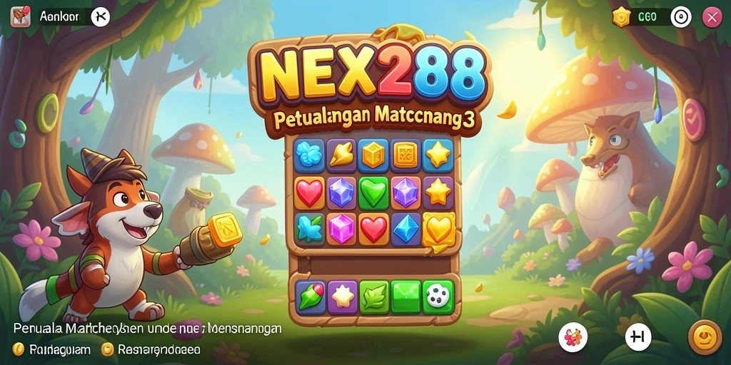 Tampilan menarik dari gameplay NEX288 dengan efek Match-3 yang memukau.