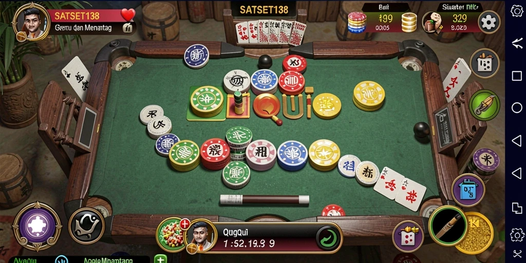 Tampilan seru gameplay SATSET138 dalam permainan QiuQiu.
