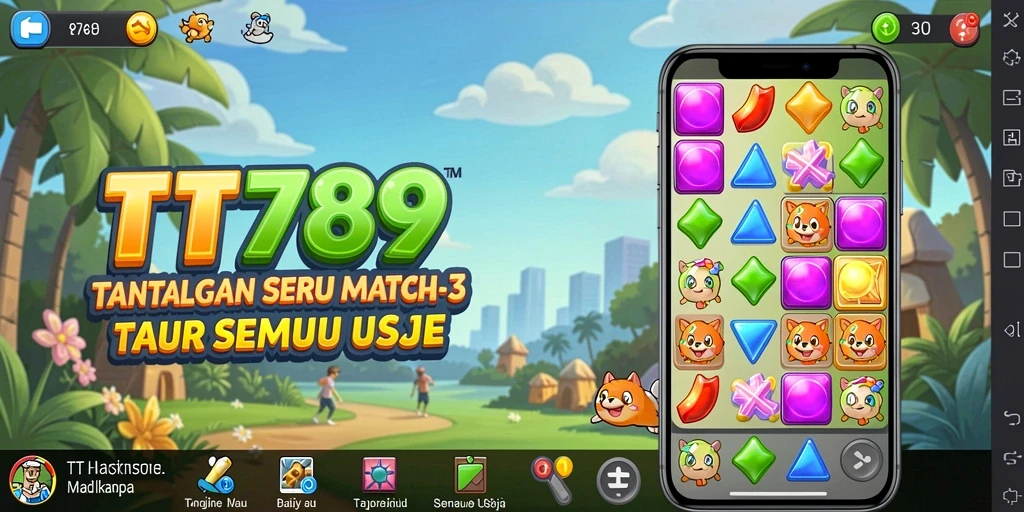Screenshot menunjukkan gameplay seru dari TT789 dalam genre Match-3.