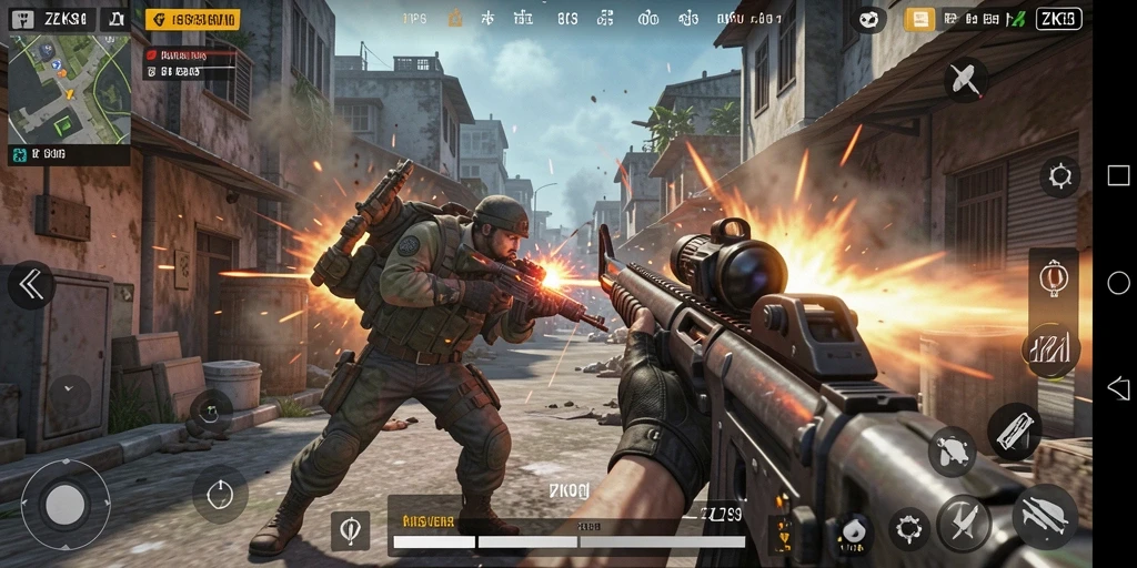 Screenshot gameplay ZK3 menampilkan pertempuran yang menegangkan.